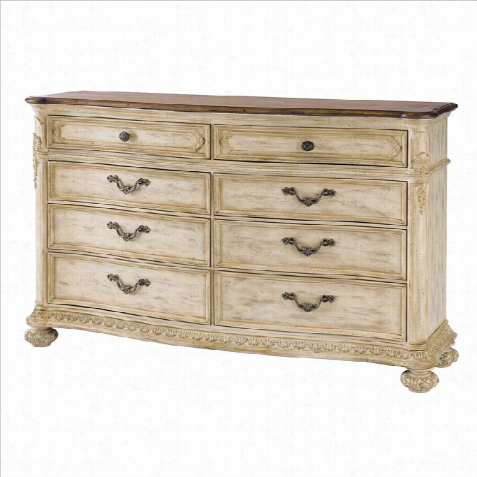 American Drew Jessica  Mc Clintock The Boutique 8 Drawer Double Dresser In Wite Veil