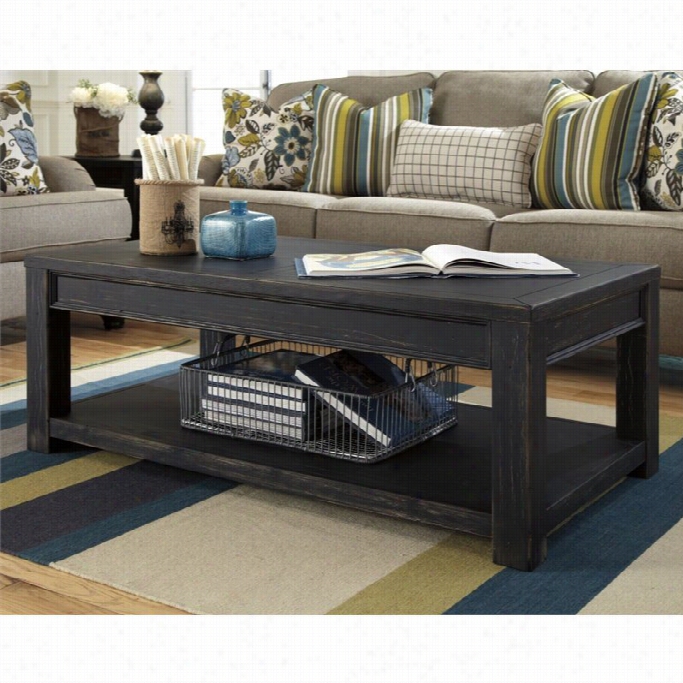 Ashley Gavelston Rectangulr Coffee Table In Black