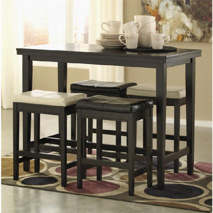 Ashley Kimonte 5 Piece Count Er Height Dining Regular In Two Tone