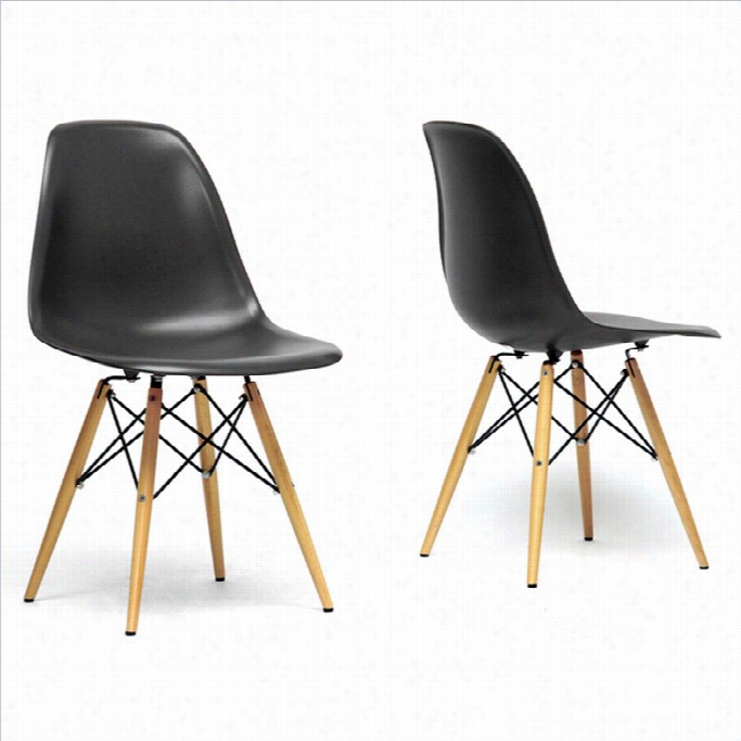 Baxton Studio Azzo Shell Dining Chair In Black (set Of 2)