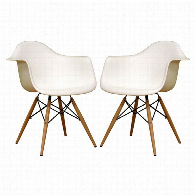 Baxton Studio Pascal Dining Chair In White (set Of 2)