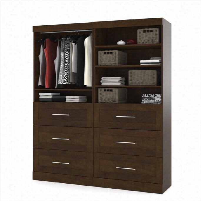 Bestar Pr 72 2 Piece 6-rdaw E R Storage Unit In Chocolate