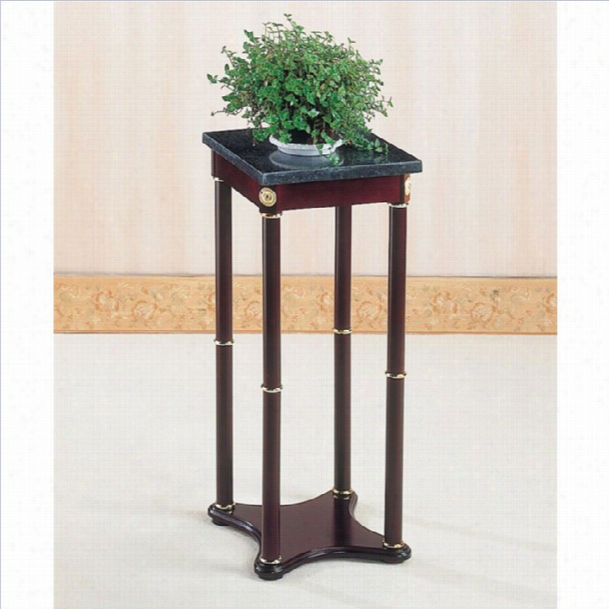 Coaster Green Square Marble Top Plant Stand In Cnerry