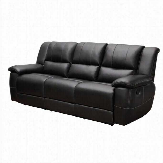 Coaster Lee Transitional Motion Leather Sofa Iwth Piplow Arms In Black