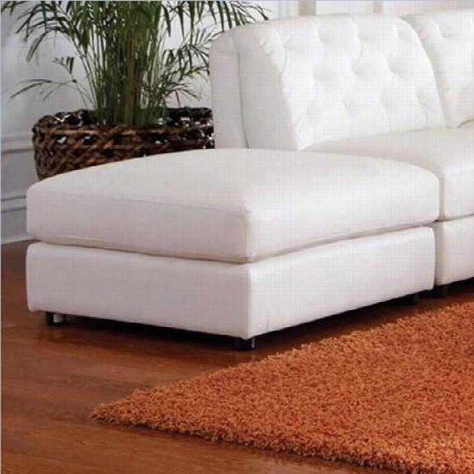 Cooaster Quinn Contemporary Square Leather Storage Ottoman In White