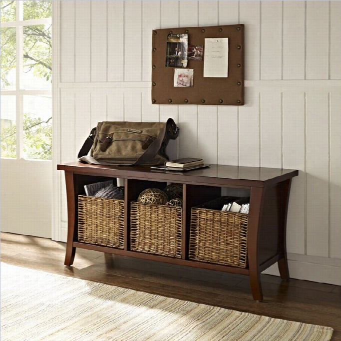 Crosley Wallis Entrywya Stotage Bench In Maahgony