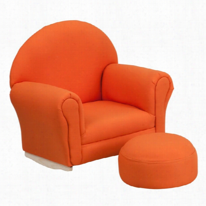 Flash Furniture Kids Fabric Rocker Chair And Footrest In Orange