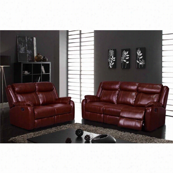 Global Movables Usa 2 Piecce Faux Leather Reclining Sofa Set