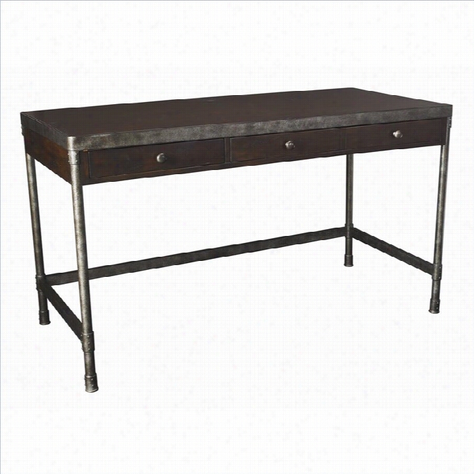 Hammary Construction Credenza Desk In Distresse Brown