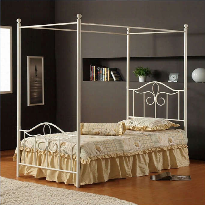 Hillsdale Westfield Metal Canopy Bed In Off White-twin