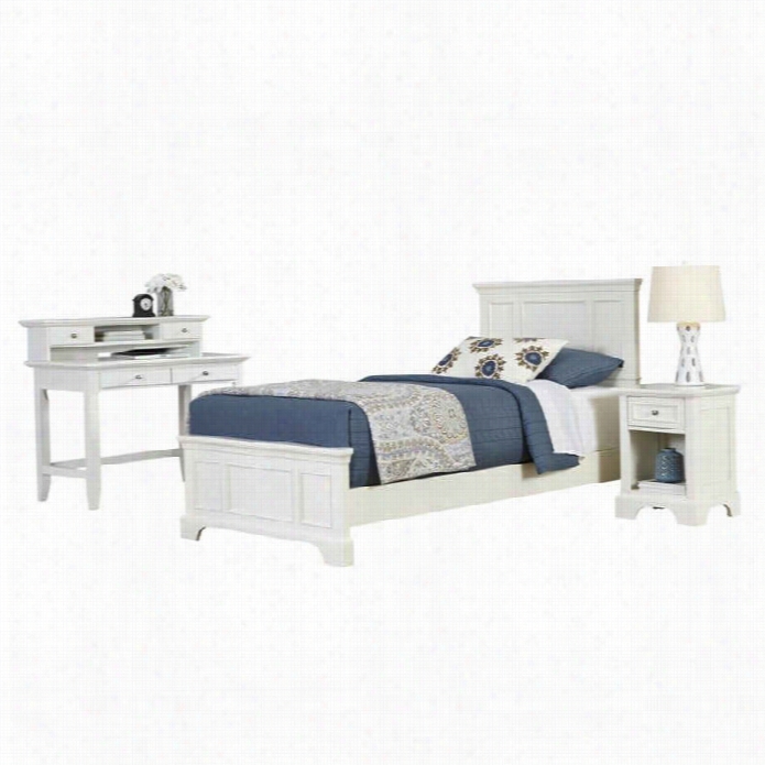 Homee Styles Naples Twin 4 Piece Bedroom Set In White