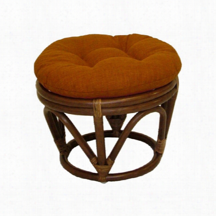 Intrenational Caravan Bali Rattan Papasan Footstool Ottoman-eggshell