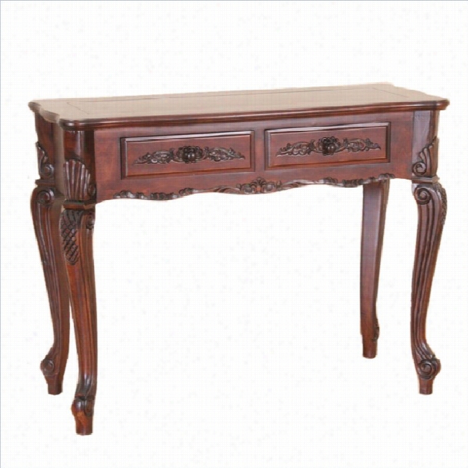 International Cravan Windsor Queen Anne  Hal Table In Dual Walnut Stain