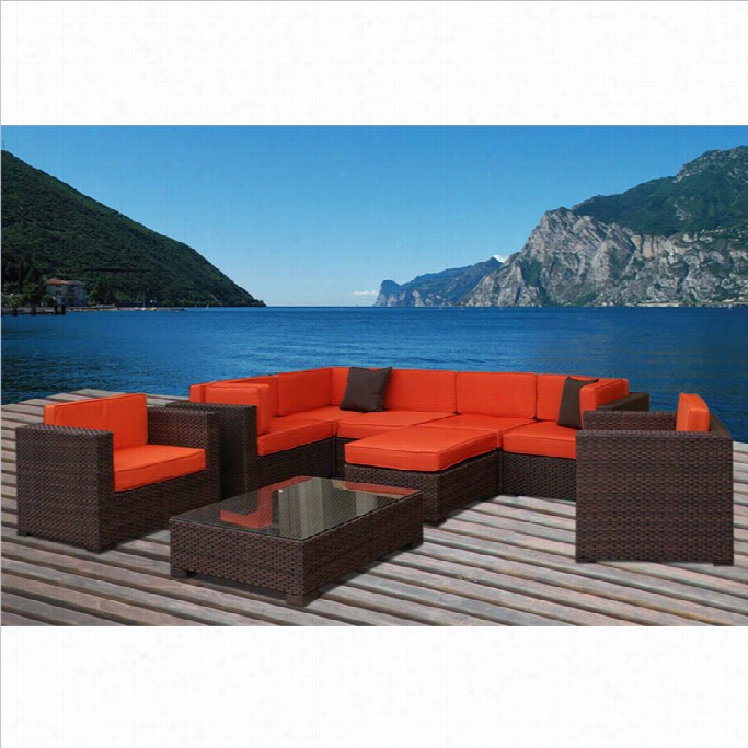 International Home Miami Atlanti 9 Piece Patio Sectional Est In Orange