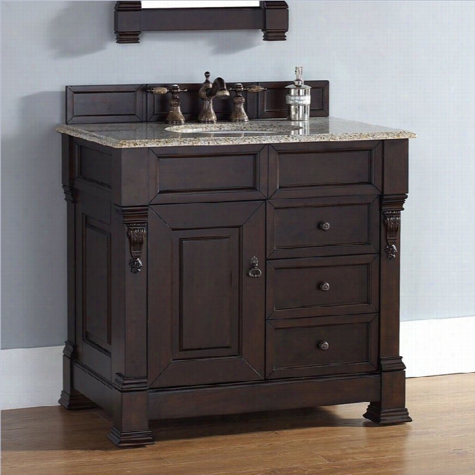 James Martiin Brookfield 35 Single Bathroom Vanity With Drawers In Burnished Mahogany