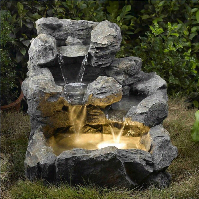 Jeco Rock Creek Cascading Outdoor Indoor Fountain With Illumination