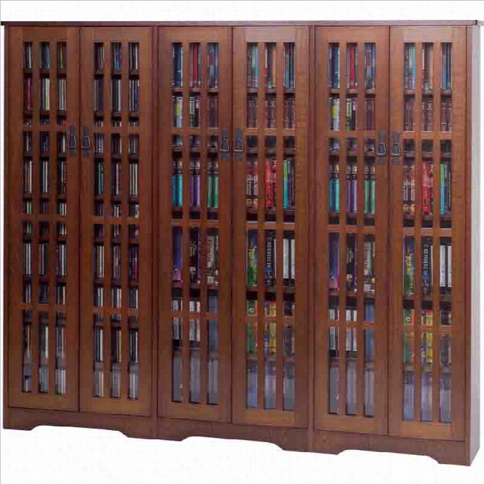 Leslie Daame 62 Inlaid Glass Mission Multimed Ia Cabinet In Waalnut