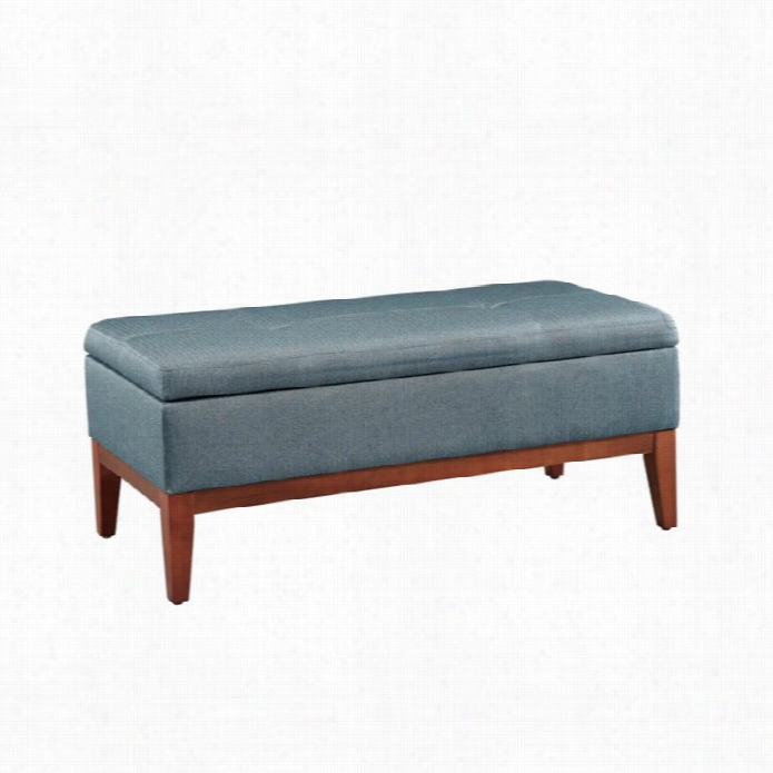 Linon Emma Living Room Bench In Rbown And Blue