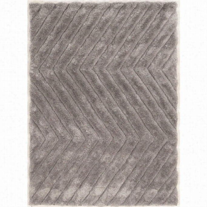 Linon Inks 8'  10' Index Tufted Zig Zag Shag Rug In Grey