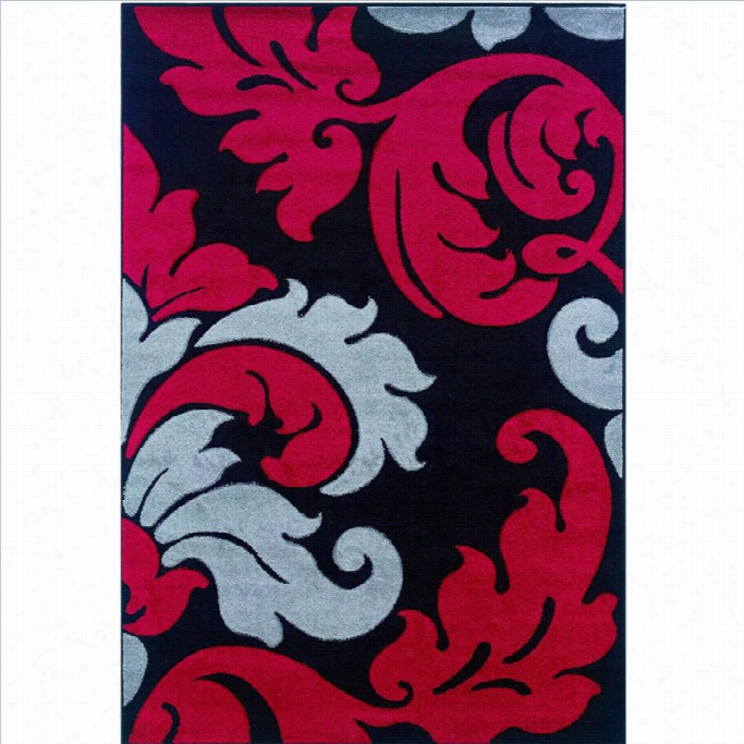 Linon Urgs Corfu Kids Area Rug In Black And Red-1'11 X 2'10