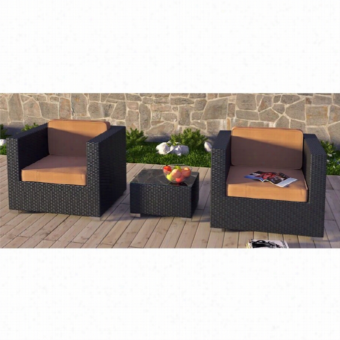 Modway Burrow 3 Piece Oudtoor Sofaset In Espresso And Mocha