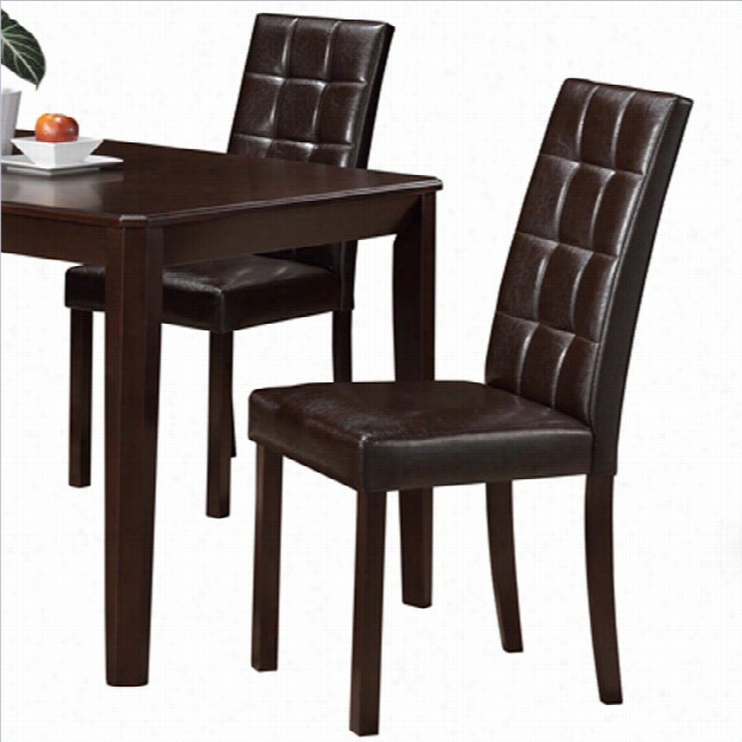 Monarch Dining  Chair In Dark Brown With Square Post Legs (set Of 2)