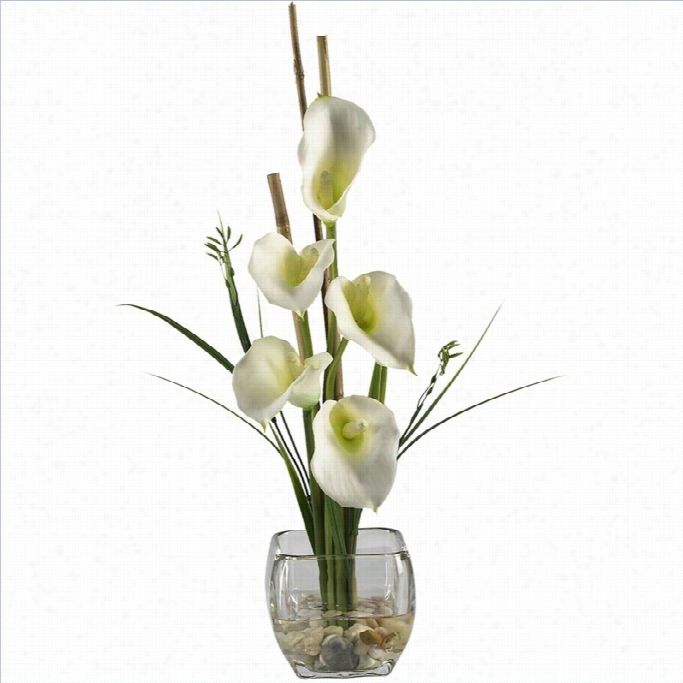 Nearly Natuarl Calla Lillly Liquid Illusion Silk Flower Arrangement In Cream