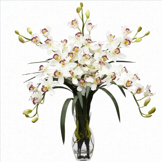 Nearly Natural Cymbidium Orc Hids Ilk Flower Arrangement In White