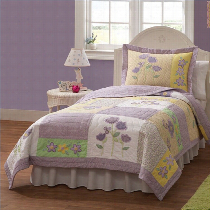 Pem America Patch Of Flowers Multicolor Quilt Set-twin