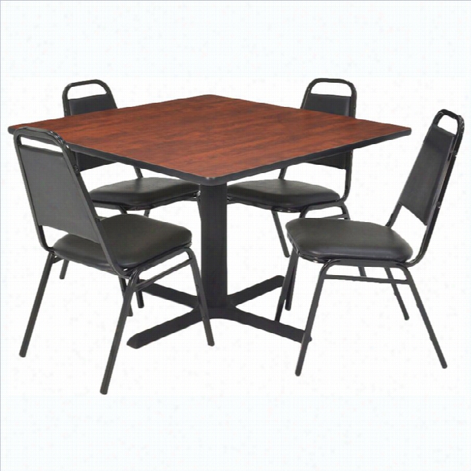 Regency 5 Piece Dining Set In Black And Cherry-442 Inch