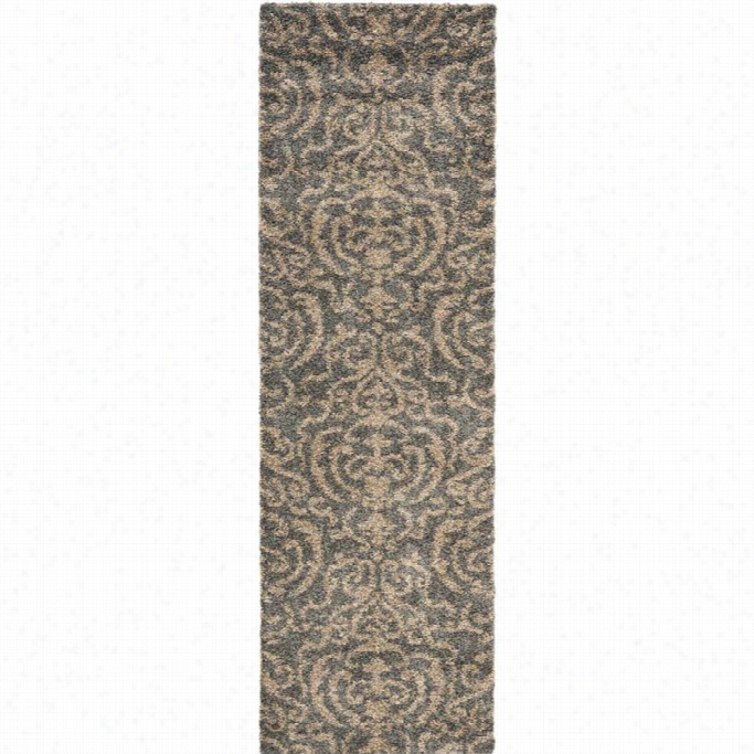 Safzvieh Florida Shag Grey Shag Rug - Runner 2'3 X 9'