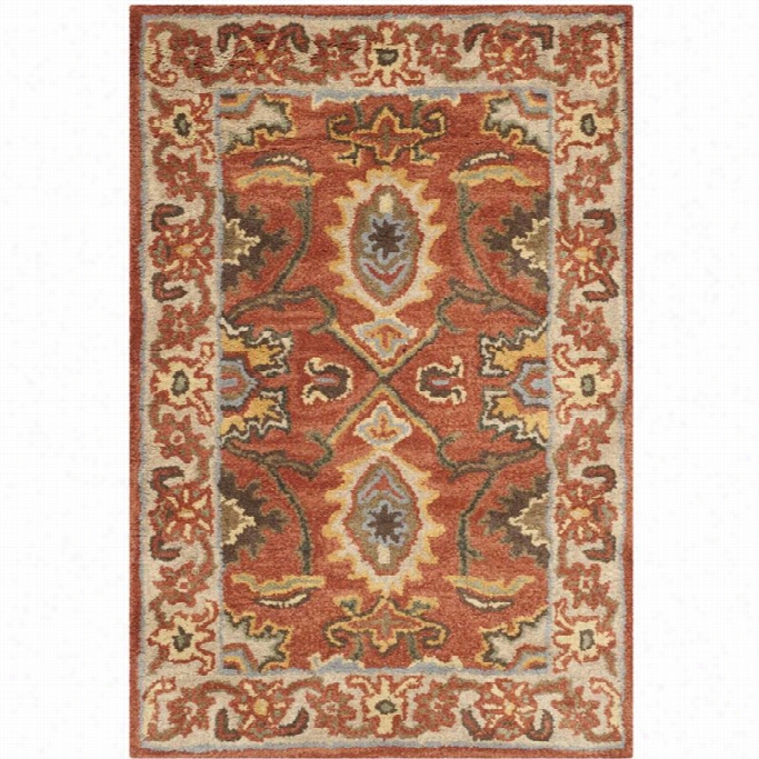 Safavieh  Heritage Runner Rug In Rust / Beige