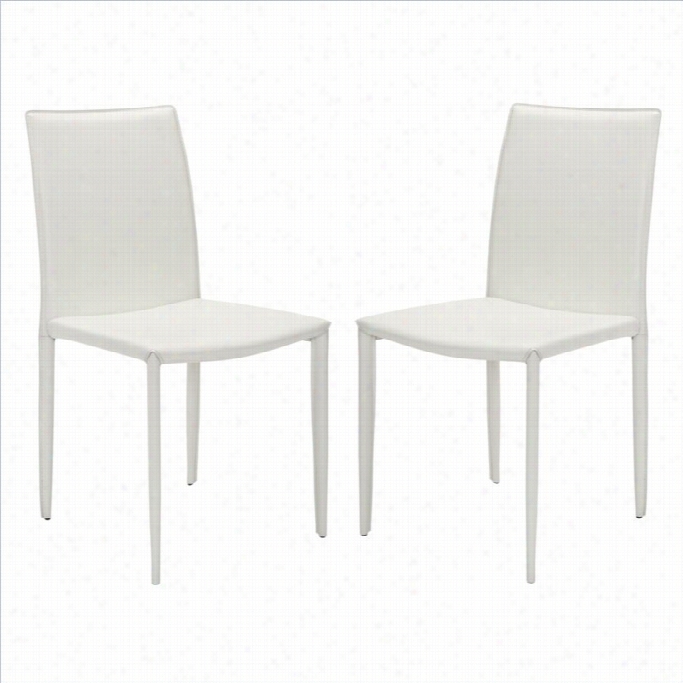 Safavieh Ken Iron And Leather Kd  Dining Chair In White (set Of 2)