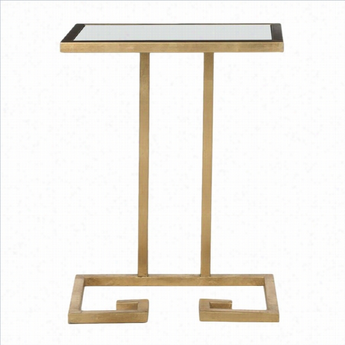 Sacavieh  Murphy Iron And Glas Stress  Table In Gold Andw Hite