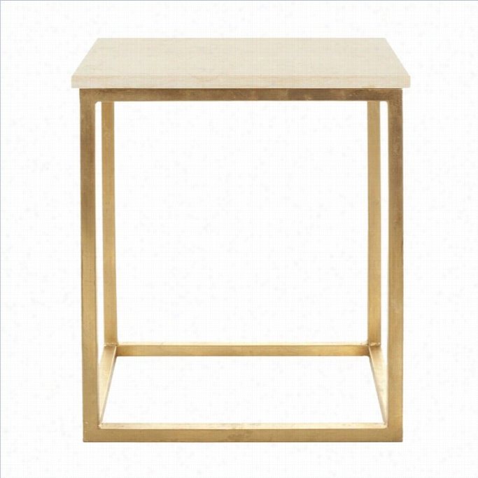 Safavieh Noel Marble Accent Table In Ivorry An D Gold