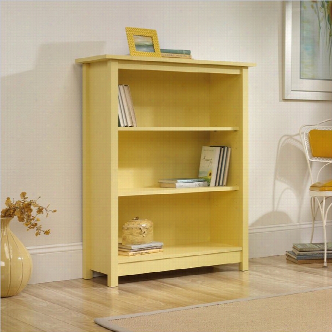 Sauder Original Cottage 3 Shelf Bookcase In Melon Yellow