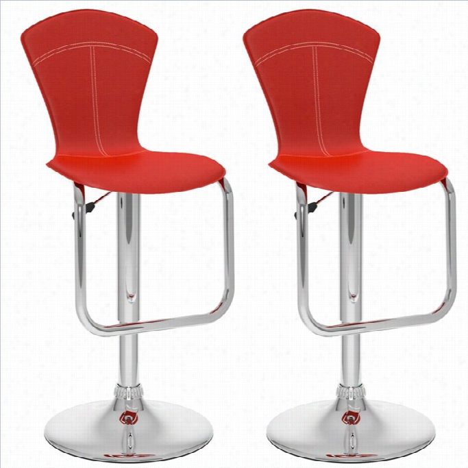 Sonax Corliving 32 Tapered Back Bar Stool In Red (set Of 2)