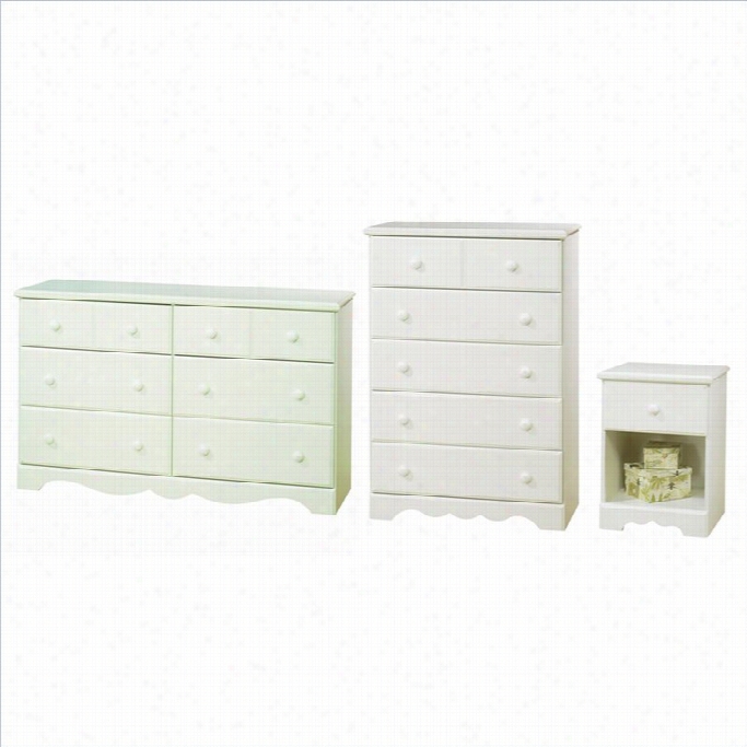 South Shore Summer Breeze Dresser Withh Chest And Nightstand Set In Hits Wash