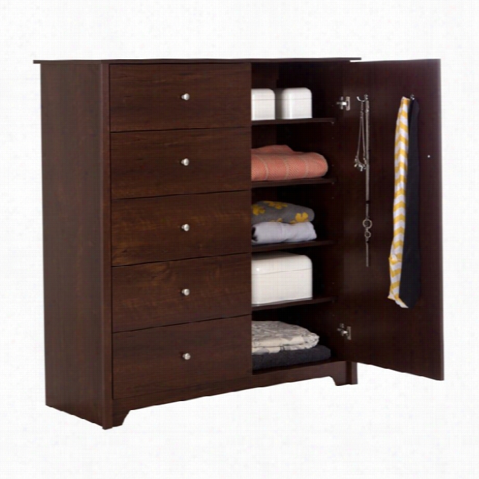 South Shore Vito 5 Drawer Chest In Sumptuous Cherry