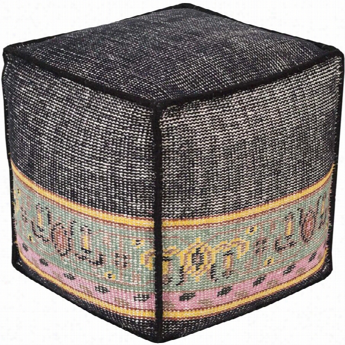 Surya Zahara Cube Pouf Ottoman In Charcoal