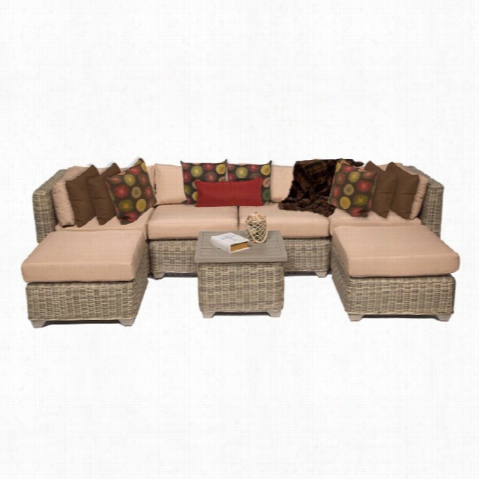 Tkc Cape Cod 7  Iece Outdoor Wicker Sofa Set In Wheat