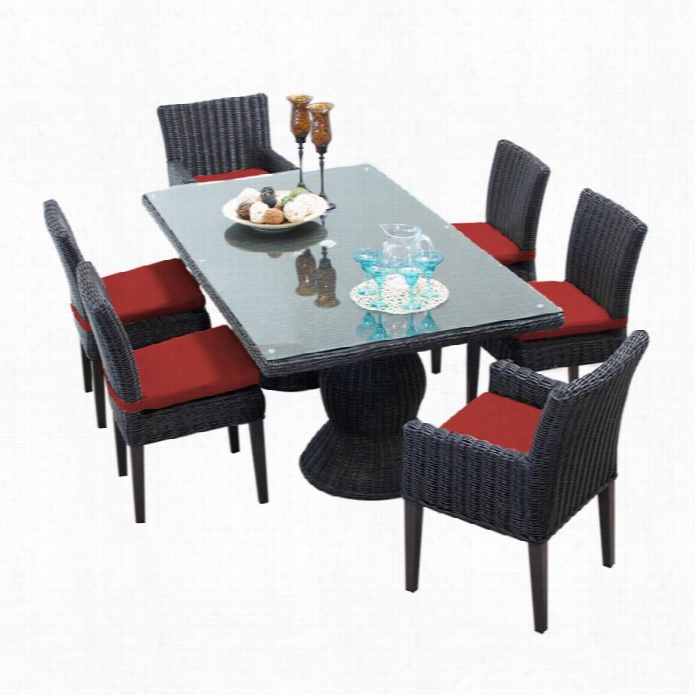 Tkc Venice 7 Piece Wicker Patio Dining Set In Terracotta