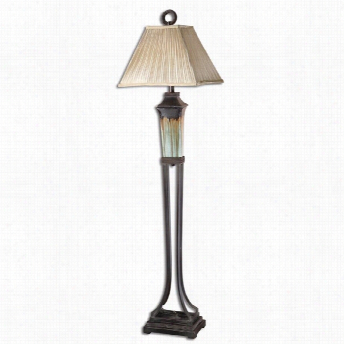 Uttermost Olina Porcelain Floor Lamp In Green And Metalpiic Brown