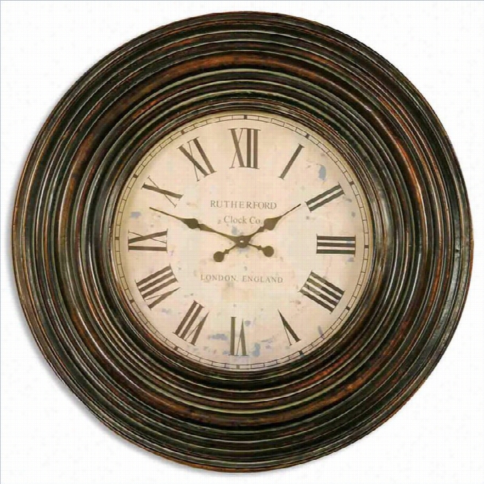 Uttermost Trudy 38 Wodoen Wall Clock In Distressed Burnished Brown