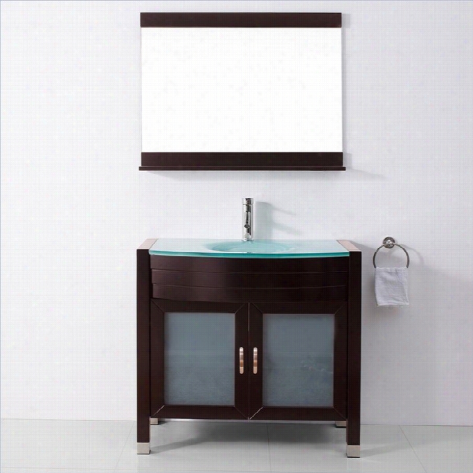 Virtu Usa Ava 36 Glass Single Bathroom Vanity Cabinet Set In Espresso