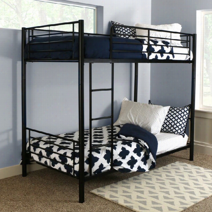 Walker Edisn Evening Twino Ver Twin Metal Bunk Bed In Black Polish