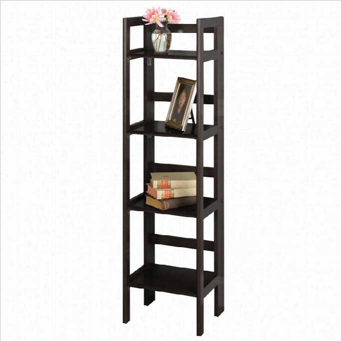 Winsome 52h 4 Tier Folding Wood Bookshelf In Black Beechwood