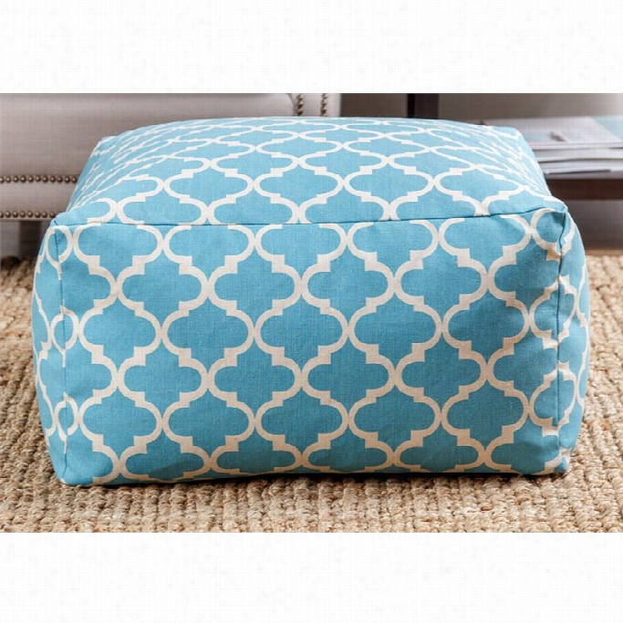 Abbyson Living Milana Moroccan Fabric Pouf In Light Azure Lattice