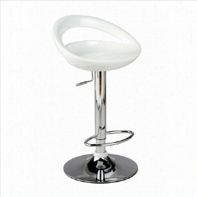 Adjustable Swivel Stool In Whi Te And Chome