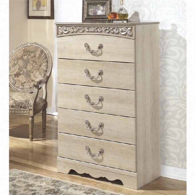 Ashley Cata Lina 5d Rawrr Wood Chest In Antique White